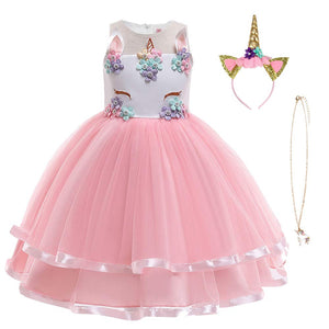 URAQT Ragazza Vestito Unicorno, Ruffles Fiori Festa Cosplay Abito da Sposa... - Ilgrandebazar