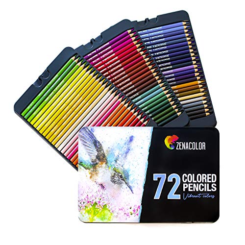 72 Matite Colorate (Numerato) con Scatola in Metallo da Zenacolor - 72... - Ilgrandebazar