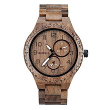 Carica l&#39;immagine nel visualizzatore di Gallery, BEWELL Orologio Uomo Legno Analogico Al quarzo con Cinturino in Nero - Ilgrandebazar