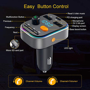Trasmettitore Bluetooth per Auto, HOLALEI FM Transmitter Bassi...