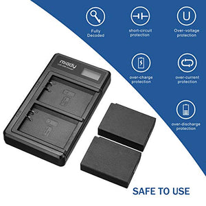 Miady, set di 2 batterie LP-E10 e caricabatterie per fotocamera compatibile...