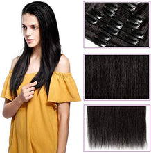 Carica l&#39;immagine nel visualizzatore di Gallery, Rich Choices Extension Capelli Veri Clip Full Head Remy Human Hair Extensions Clip 8 Fasce Naturalei Lunga 20cm Pesa 65g, #1B Nero Naturale 20 cm (65 g) #1B Nero Naturale
