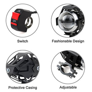 PROZOR 2PZ Luci Anteriori per Moto con Interruttore 15W 3000LM Lampada Nero