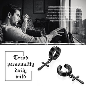 JewelryWe Gioielli Orecchini da Uomo Donna Unisex Senza Buco in Acciaio Nero - Ilgrandebazar