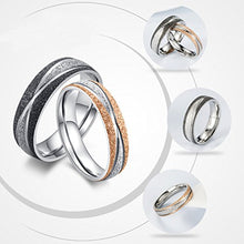 Carica l&#39;immagine nel visualizzatore di Gallery, PAURO Mattching Set da Coppia in Acciaio Inox sabbiato Band Anello per Nero - Ilgrandebazar