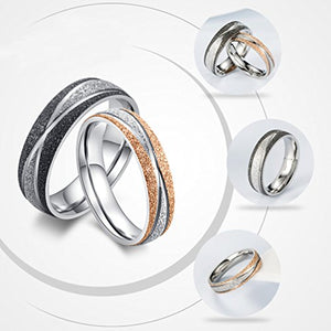 PAURO Mattching Set da Coppia in Acciaio Inox sabbiato Band Anello per Nero - Ilgrandebazar