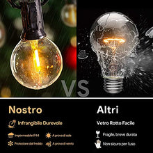 Carica l'immagine nel visualizzatore di Gallery, Zorela Catena Luminosa Esterno, 9.5M/30Ft G40 Luci da Esterno Giardino con 25+2 G40 LED Lampadine Infrangibile, Catena Luci Esterno Impermeabile IP44 per Natale, Giardino, Gazebo, Feste, Matrimonio