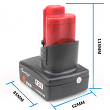 Carica l&#39;immagine nel visualizzatore di Gallery, Waitley 12V 6.0Ah/6000mah Milwaukee M12 Li-Ion Batteria di ricambio Per 6.0Ah - Ilgrandebazar
