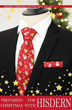 Carica l'immagine nel visualizzatore di Gallery, HISDERN Uomo Cravatta natalizia Tree Elk Snowman Babbo Natale Pattern Festa tessuta Cravatta e fazzoletto