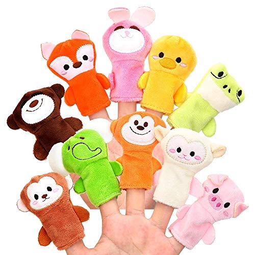 Xrten Burattini per dita,10 pezzi Panno Morbido Animale Marionette da Dito...