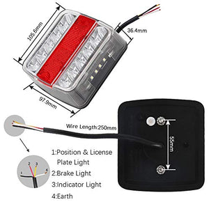 Hawkeye Rimorchio LED Fanali Posteriori 4 piazza, Trasparente & rosso