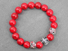 Carica l&#39;immagine nel visualizzatore di Gallery, Bracciale Miss Chichi in rossa turchese ricostituita con perline di metallo... - Ilgrandebazar