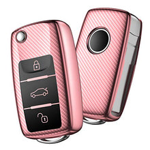 Carica l'immagine nel visualizzatore di Gallery, OATSBASF Auto Caso Chiave Compatible VW,Copertura Oro rosa-Stripe