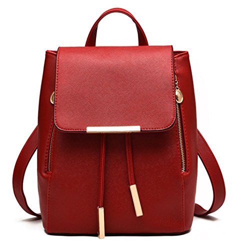 TIBES Donna Borse PU Impermeabile Casual Vino rosso Rosso