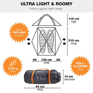 KeenFlex Tenda da Campeggio per 2 Persone Doppio Strato Ultra Leggera