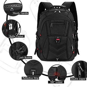 Zaino Porta PC Zaini Lavoro Uomo Notebook Laptop Borsa 17 17,3 Pollici Nero