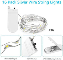 Carica l&#39;immagine nel visualizzatore di Gallery, Olafus 16 Pezzi 2M Stringa Luci LED a Batteria IP68 Bianca Fredda - Ilgrandebazar