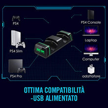 Carica l&#39;immagine nel visualizzatore di Gallery, Caricatore Controller PS4, VicTsing Base di Ricarica Doppio per Joystick Nero