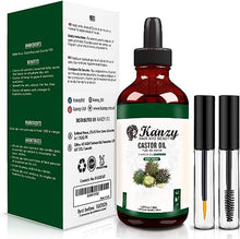 Carica l&#39;immagine nel visualizzatore di Gallery, Kanzy Olio di Ricino per Ciglia e Sopracciglia 100ml Olio di Ricino per Capelli, Unghie, Pelle e Barba 100% Pura Biologico Castor Oil con Set di Pennelli