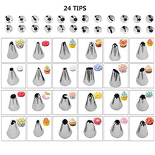 Carica l'immagine nel visualizzatore di Gallery, Set Per Decorazione Torte - 34 in 1 Set Beccucci Sac a Poche - 24 Punte in Acciaio Inossidabile, 1 Bussola di pasticceria - per Decorazione Pasticceria, Pasticceria Kit Torte, Dolci Cupcake (34 Pezzi)