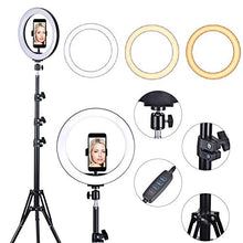 Carica l&#39;immagine nel visualizzatore di Gallery, Queta LED luce ad anello con treppiede, 10 pollici dimmerabile, 3 modalità...