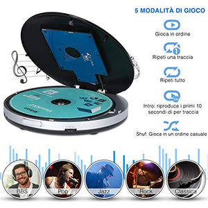 PUMPKIN Lettore CD Portatile con batteria ricaricabile e cuffie 12 Ore 02