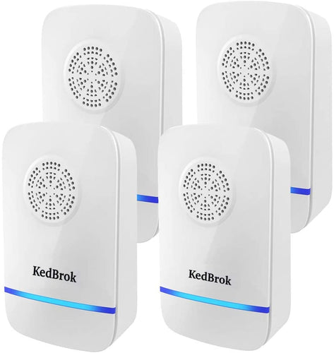 KedBrok 4 Pack Antizanzare Ultrasuoni, Repellente ad Ultrasuoni Anti Zanzare Dispositivi Antizanzare Insetti Ragni Topi Mosche Parassiti Ratti Scarafaggi Formiche