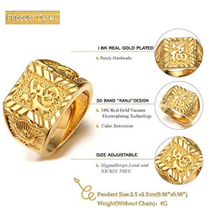 Halukakah ● Oro Tutto Bene ● Uomo Maschile Anello in 18K 18 Carati 18 Fortuna - Ilgrandebazar