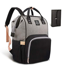 Carica l&#39;immagine nel visualizzatore di Gallery, Pipibear Zaino Fasciatoio - Isolamento, Impermeabile, Grande Grigio-nero