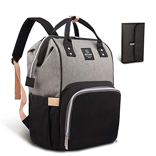 Pipibear Zaino Fasciatoio - Isolamento, Impermeabile, Grande Grigio-nero