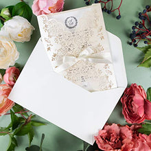 Carica l&#39;immagine nel visualizzatore di Gallery, 50 CARTE CONFEZIONE Fai da te partecipazioni matrimonio taglio laser inviti... - Ilgrandebazar