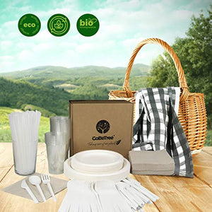 Stoviglie monouso da 400 pezzi per 50 persone. Confezione di 400 Pcs