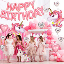Carica l'immagine nel visualizzatore di Gallery, AYUQI Unicorno Palloncini Compleanno Decorazioni, Set di Banner Rosa Rossa