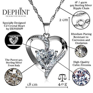 DEPHINI - Collana a forma di cuore bianco - in argento Sterling 925 - con... - Ilgrandebazar