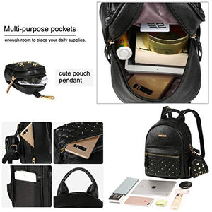 Vbiger Zaino Donna Pelle Zainetto Casual Nero