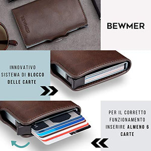 Porta Carte Di Credito Uomo By Bewmer Portafoglio Rigido Fermasoldi E Marrone