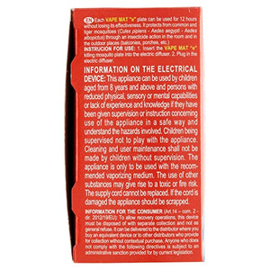 Vape Diffusore Elettrico Con Filo Contro Zanzare comuni e tigre, Durata 12 Ore, Con 10 Piastrine incluse - 180 Gr