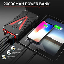 Carica l'immagine nel visualizzatore di Gallery, BuTure Booster Avviamento Auto 2000A 18600mAh, Avviatore Emergenza per Auto/Moto (Motori Fino a 7,0L Benzina/6,0L Diesel), Avviatore Batteria Auto con Torcia LED, Porta USB da per Smartphone