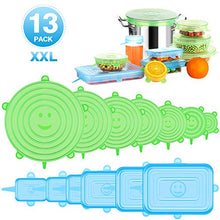 Carica l'immagine nel visualizzatore di Gallery, Modohe Coperchi in Silicone Elastici, Coperchi per Alimenti in Silicone Riutilizzabili Pacco da 13 Pezzi, Coperchi Espandibili Rettangolari &amp; Rotondi per l'Utilizzo in Microonde e Freezer