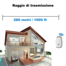 Carica l'immagine nel visualizzatore di Gallery, YYQ Campanello Senza Fili da Esterno Impermeabile IP44, Wireless Doorbell con Raggio d’Azione 300M, Indicatore LED, 1 Trasmettitore Pulsante e 2 Ricevitori, 5 Volume Regolabile, 36 Suonerie (Bianco)