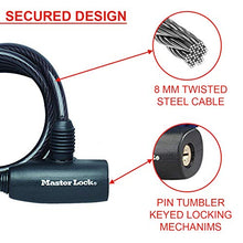 Carica l&#39;immagine nel visualizzatore di Gallery, Master Lock 8126EURDPRO Lucchetto Bici, Chiave, 1.8 m Cavo, Esterno, Nero