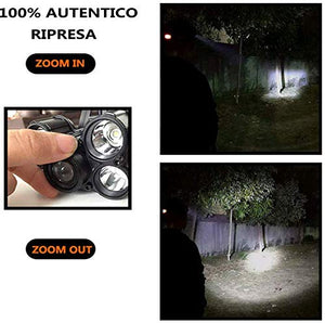 COOLEAD Torcia Frontale Zoomable 4 Modalità 5 LED Ricaricabile Black - Ilgrandebazar