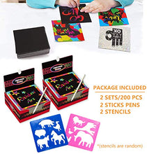 Carica l&#39;immagine nel visualizzatore di Gallery, 200 Fogli di Disegni Scratch Art Set Creativo Arcobaleno Colorato da... - Ilgrandebazar