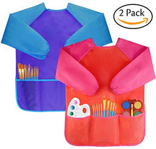 Carica l&#39;immagine nel visualizzatore di Gallery, Amaza 2Pcs Grembiule da Pittura Scuola Grembiulino Maniche Lunghe Bambini... - Ilgrandebazar