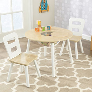 KidKraft 27027 Set Tavolo Rotondo con 2 Sedie, Legno, Naturale/Bianco - Ilgrandebazar