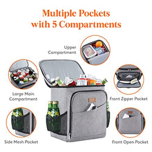 Carica l&#39;immagine nel visualizzatore di Gallery, Lifewit Borse Frigo Pranzo da 26L 34 Lattine, Borsa Termica Grande per Picnic a Prova di Perdite Portatile Morbida Cooler Box per Alimenti per Umo Donna per Outdoor/Picnic/Spiaggia/Campeggio, Grigio