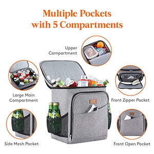Lifewit Borse Frigo Pranzo da 26L 34 Lattine, Borsa Termica Grande per Picnic a Prova di Perdite Portatile Morbida Cooler Box per Alimenti per Umo Donna per Outdoor/Picnic/Spiaggia/Campeggio, Grigio