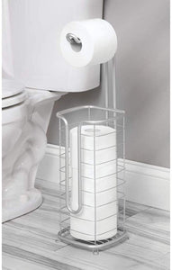 mDesign Porta Carta igienica da Terra – Pratico portarotolo Carta igienica Resistente alla ruggine – Elegante piantana Bagno per 4 Rotoli di Carta igienica – Argento