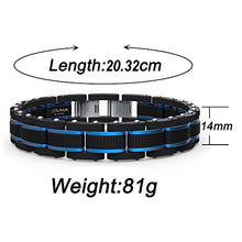 Carica l&#39;immagine nel visualizzatore di Gallery, COOLMAN Gioielli Uomo Bracciali Acciaio Inossidabile Blu e Blu(m：19-20,5cm) - Ilgrandebazar