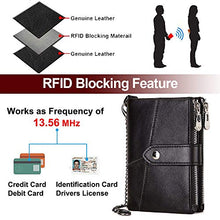 Carica l&#39;immagine nel visualizzatore di Gallery, LUROON Portafoglio Uomo Vera Pelle con Blocco RFID, Portafogli Catena Nero